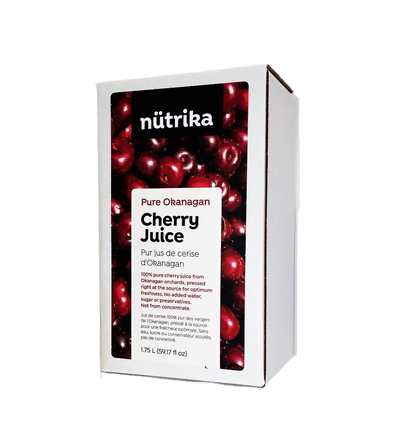 BC product, pasteurized cherry juice from Okanagan. No added sugar, no preservatives, no sulphites. Vacuum packed with nutrients. Unopened containers can be kept for up to two years. Sip on this premium juice daily in small quantity. 